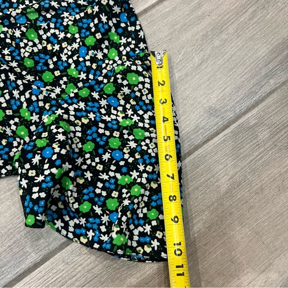NWT ASOS Black Blue Green Floral Flutter Sleeve Midi Belted Dress Women’s US 8 - Picture 5 of 13